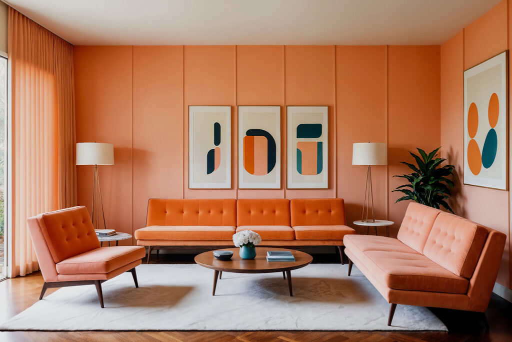 Mid-century modern living room design